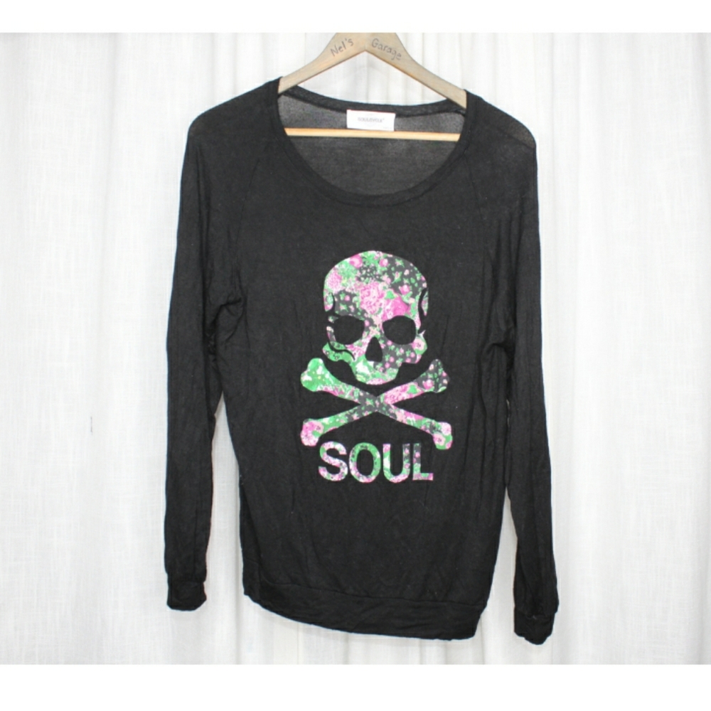 SoulCycle Lightweight Floral Skull Long Tee